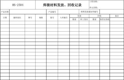 洛陽石化焊材發放與回收記錄表格（金屬材料管理規范）